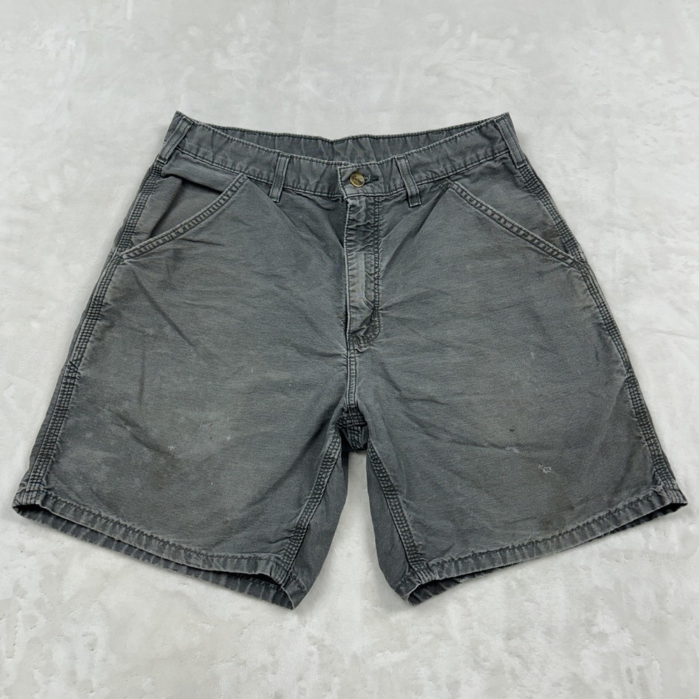 Carhartt B145FAT Canvas Carpenter Shorts Mens 32 Gray Faded Workwear Utility